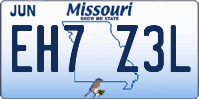 MO license plate EH7Z3L