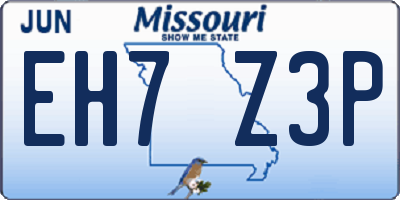 MO license plate EH7Z3P
