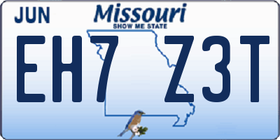 MO license plate EH7Z3T