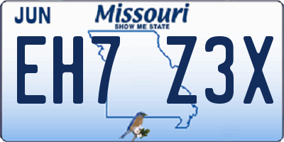 MO license plate EH7Z3X