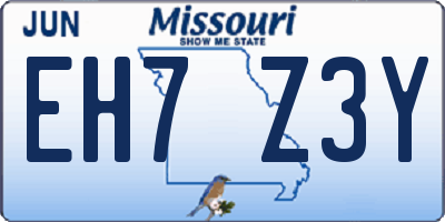 MO license plate EH7Z3Y