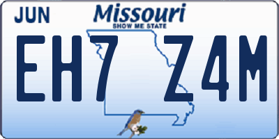 MO license plate EH7Z4M