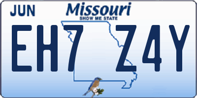 MO license plate EH7Z4Y