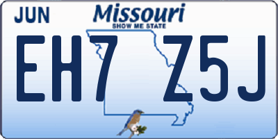 MO license plate EH7Z5J