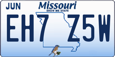 MO license plate EH7Z5W
