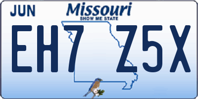 MO license plate EH7Z5X