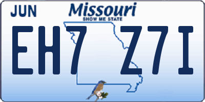 MO license plate EH7Z7I