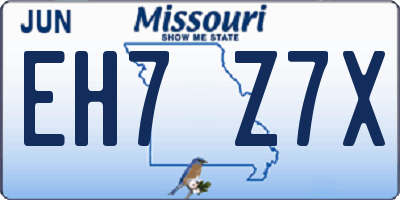 MO license plate EH7Z7X