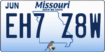 MO license plate EH7Z8W