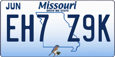 MO license plate EH7Z9K