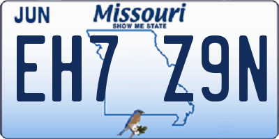 MO license plate EH7Z9N