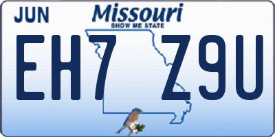 MO license plate EH7Z9U