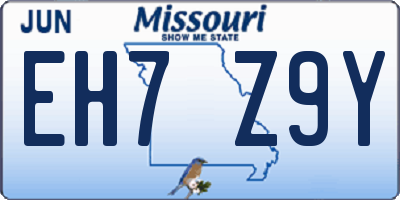 MO license plate EH7Z9Y
