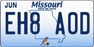 MO license plate EH8A0D