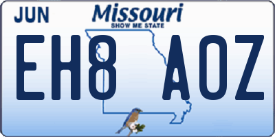 MO license plate EH8A0Z