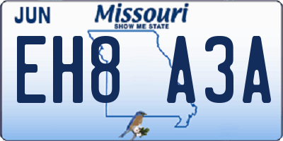 MO license plate EH8A3A