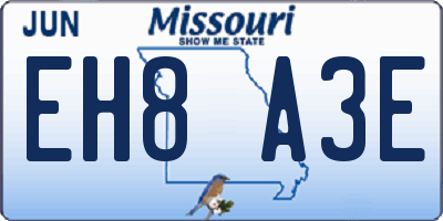 MO license plate EH8A3E