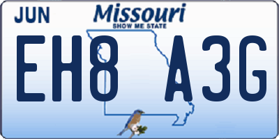 MO license plate EH8A3G