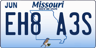 MO license plate EH8A3S