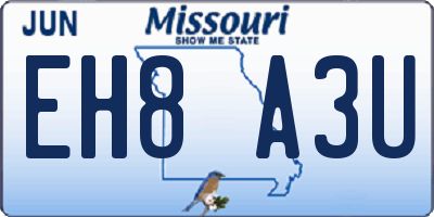 MO license plate EH8A3U