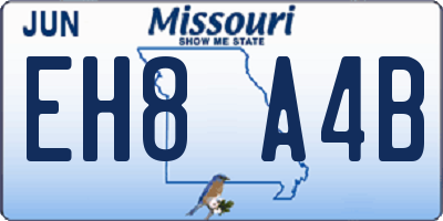MO license plate EH8A4B