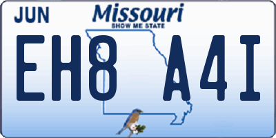 MO license plate EH8A4I
