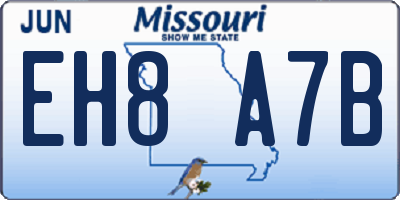 MO license plate EH8A7B