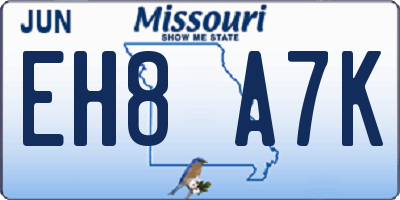 MO license plate EH8A7K