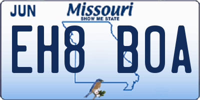 MO license plate EH8B0A