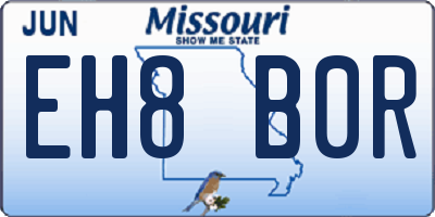 MO license plate EH8B0R