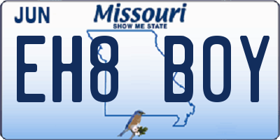 MO license plate EH8B0Y