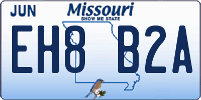 MO license plate EH8B2A