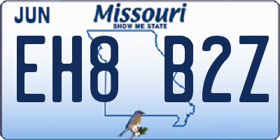 MO license plate EH8B2Z
