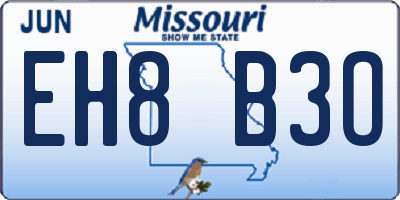 MO license plate EH8B3O
