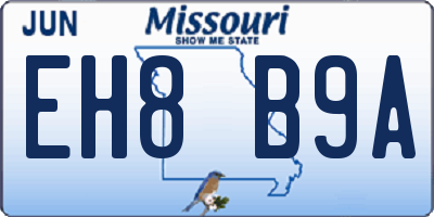 MO license plate EH8B9A