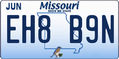 MO license plate EH8B9N