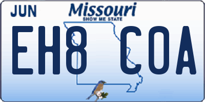 MO license plate EH8C0A