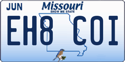 MO license plate EH8C0I