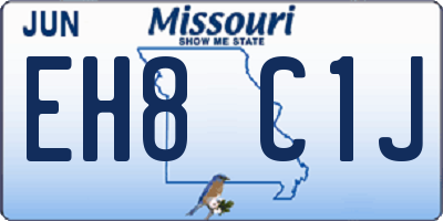 MO license plate EH8C1J
