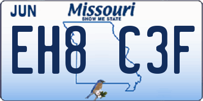 MO license plate EH8C3F