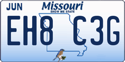 MO license plate EH8C3G