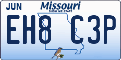 MO license plate EH8C3P