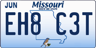 MO license plate EH8C3T