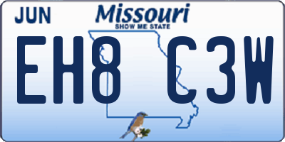 MO license plate EH8C3W