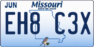 MO license plate EH8C3X