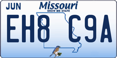 MO license plate EH8C9A