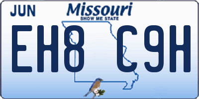 MO license plate EH8C9H