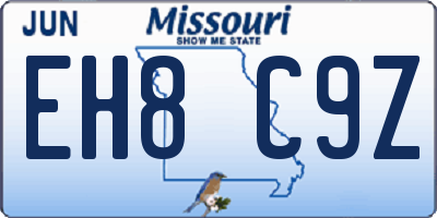 MO license plate EH8C9Z