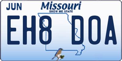 MO license plate EH8D0A