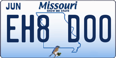 MO license plate EH8D0O